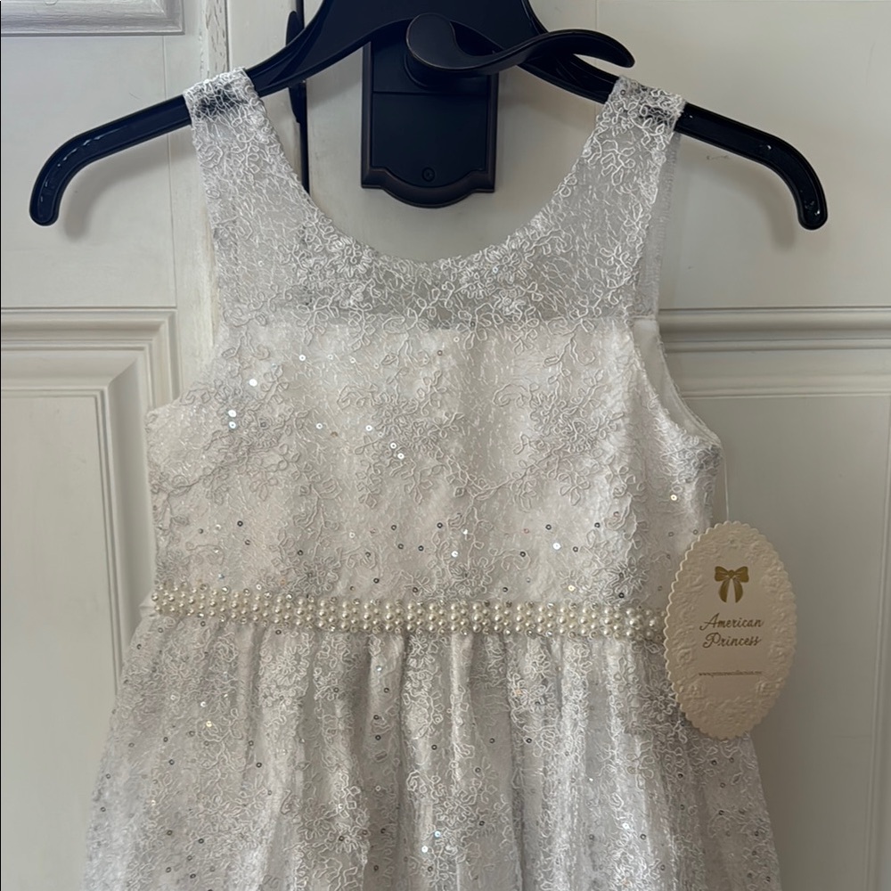 American Princess White Lace Kids Dress